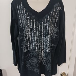 Women's Just My Style long sleeve v-neck pullover, size 2x, black